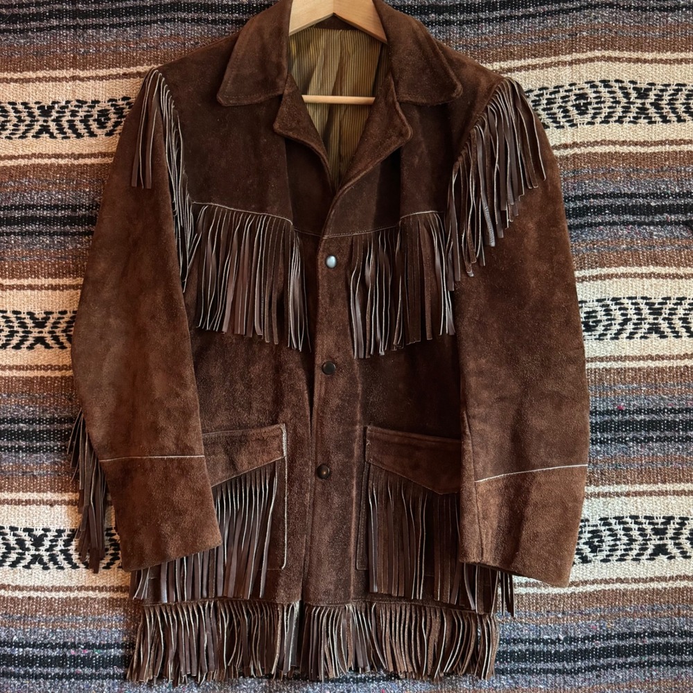 Mayfair Vintage 50s Suede Fringe Jacket Womens S Brown Western Boho Leather Coat